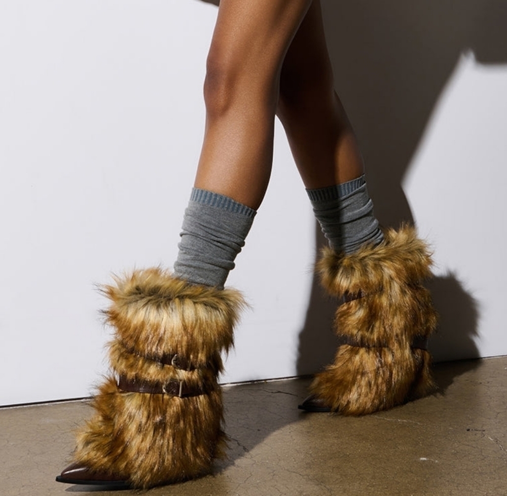 "MIDNIGHT PROWL 'FURVANA' " Faux Fur Ankle Boots in Brown - Picture 6 of 8